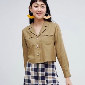 Monki Button Detail Utility Shirt
